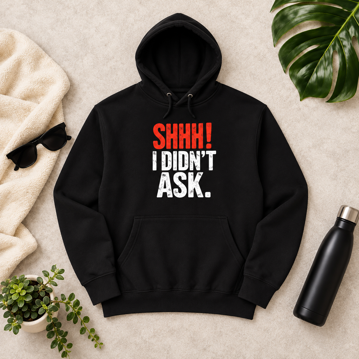 SHHH... I Didn't Ask – Feminism – Hoodie in black – product view