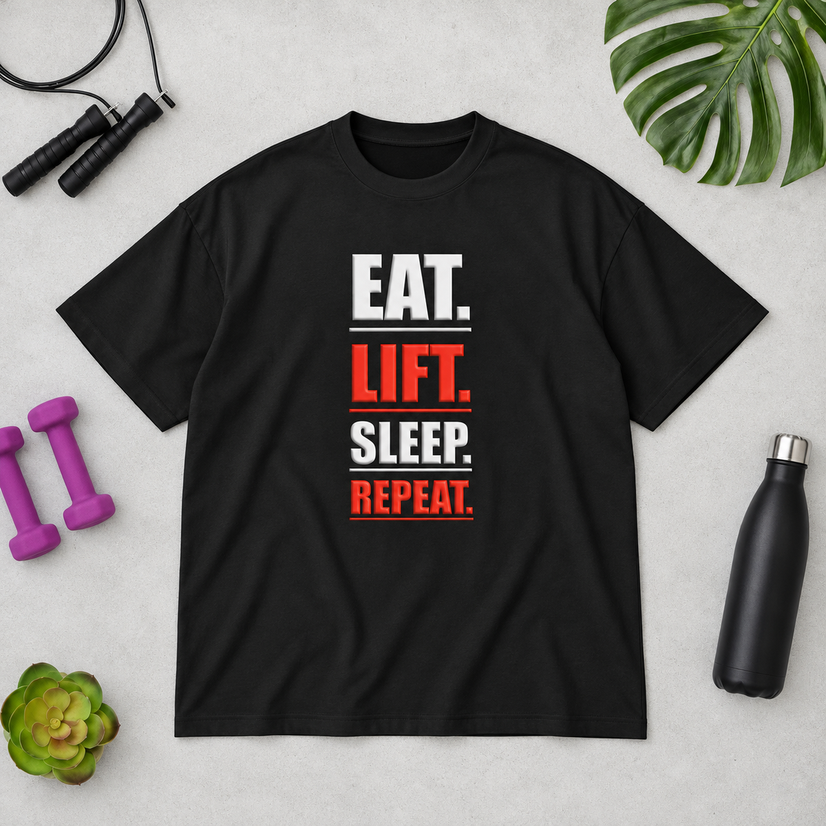 Eat Lift Sleep Repeat – Men’s Gym Box Tee in black – product view