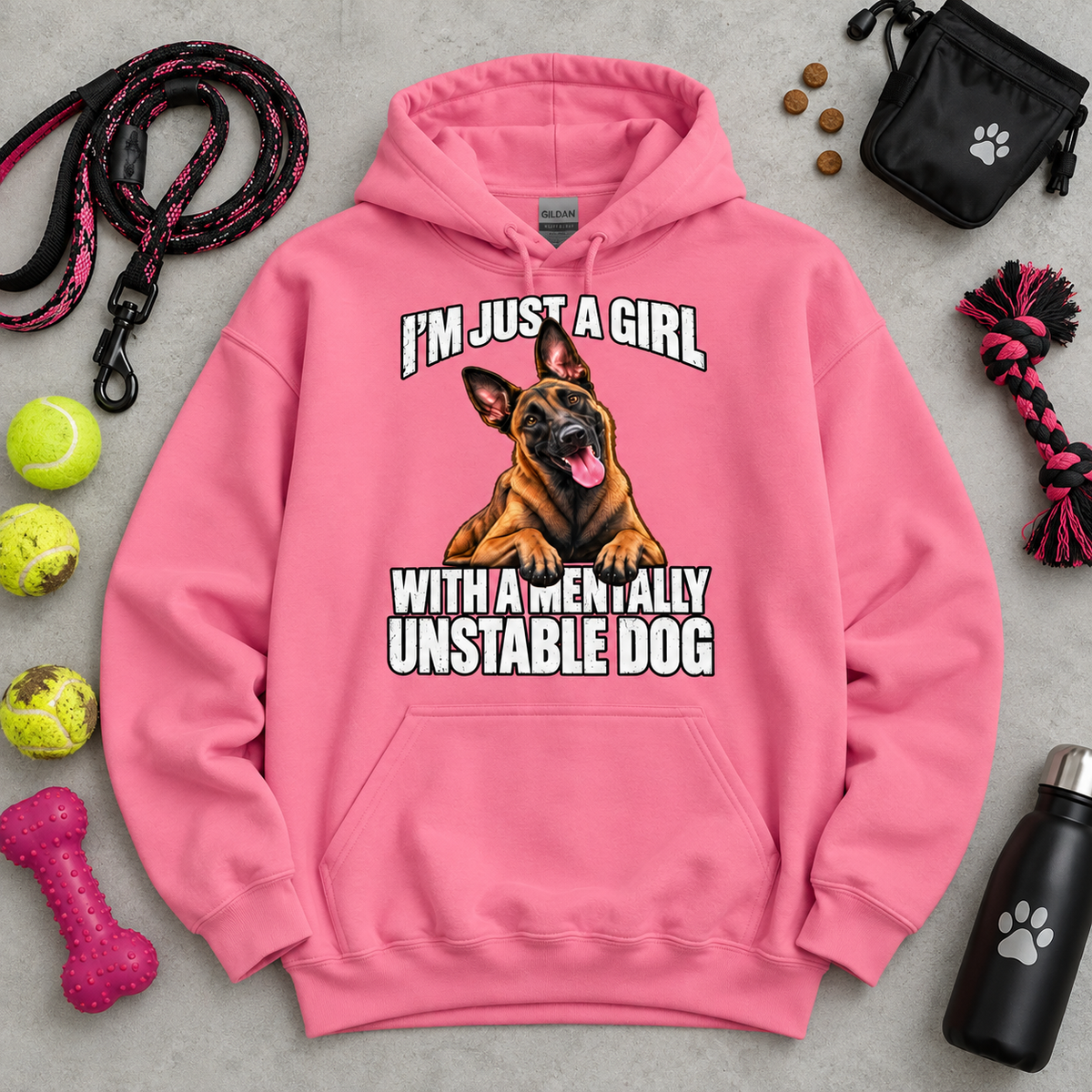I'm Just A Girl - Malinois – Dog Lovers – Hoodie in pink – product view