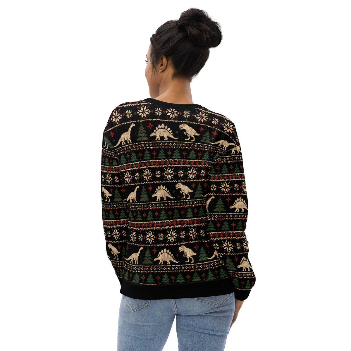 Dinosaur Nativity Scene Christmas sweatshirt – back view