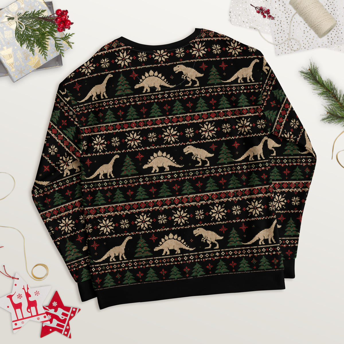 Dinosaur Nativity Scene Christmas sweatshirt – back view