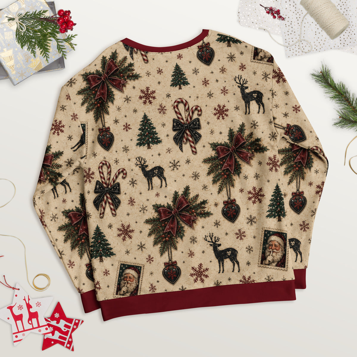 Reindeer and Holly Christmas sweatshirt – back view