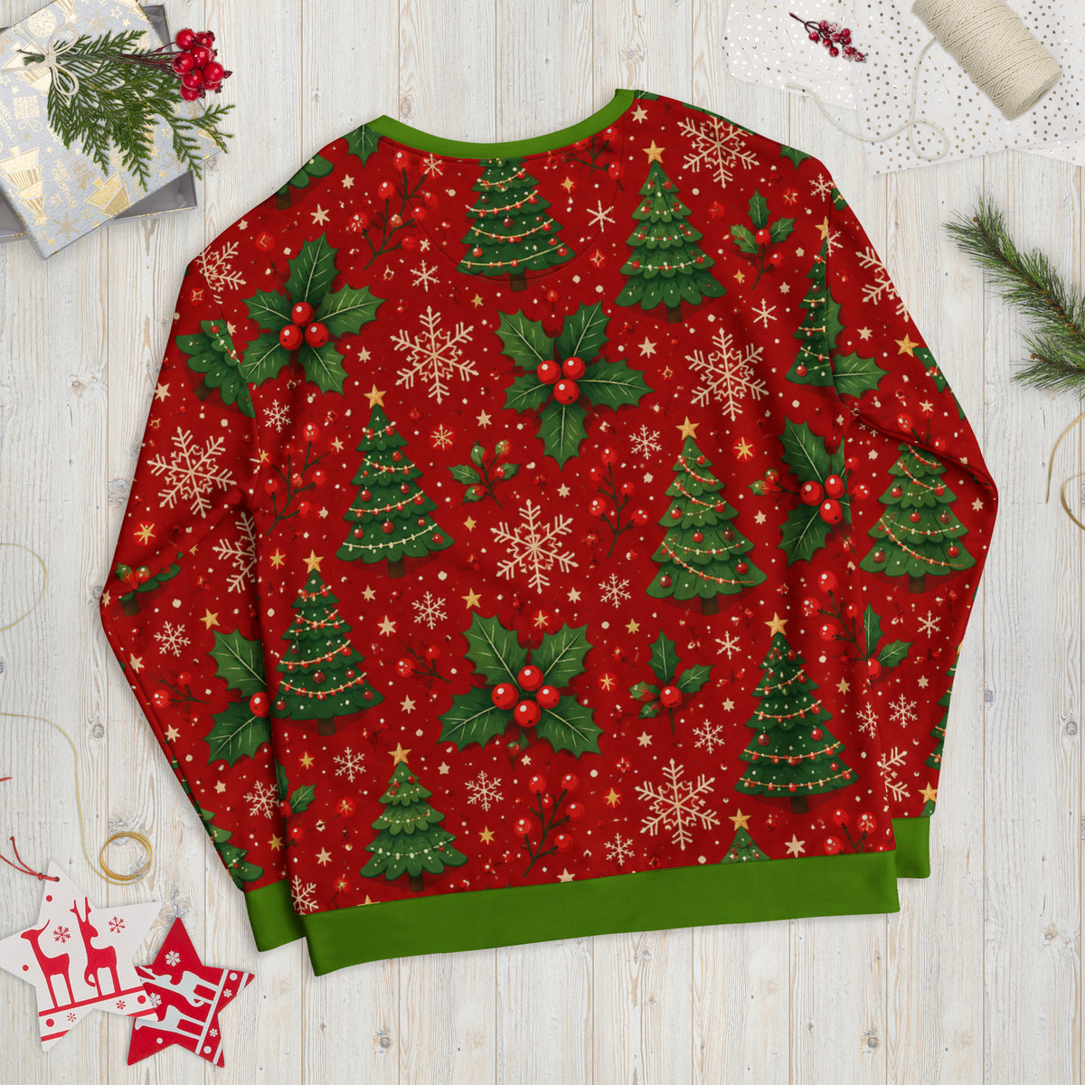Have a Merry Moo-Mas Highland cow Christmas sweatshirt – alternate back view