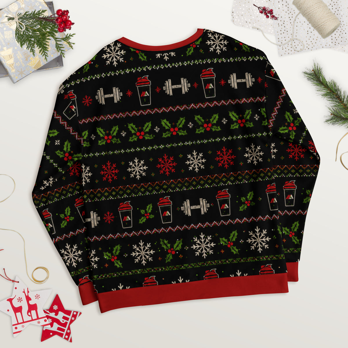 Abs Are for Pretty Girls Santa gym Christmas sweatshirt – back view