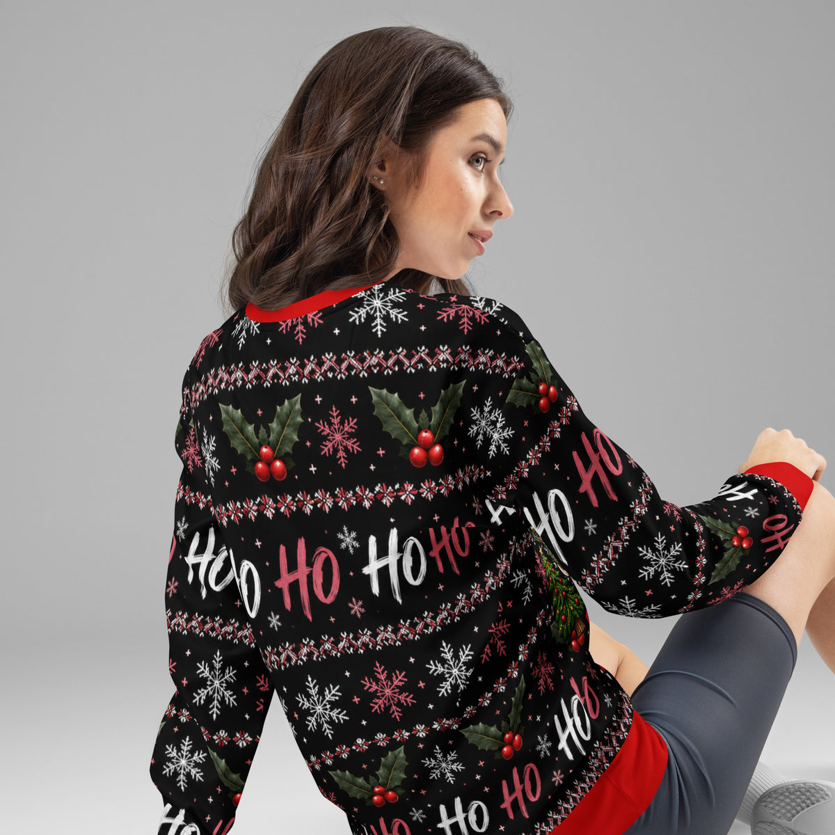 All I Want Is Hoes Santa rude Christmas sweatshirt – back view