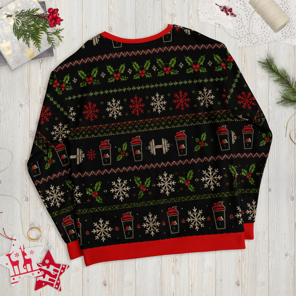 Protein Turkey gym Christmas sweatshirt – alternate back view