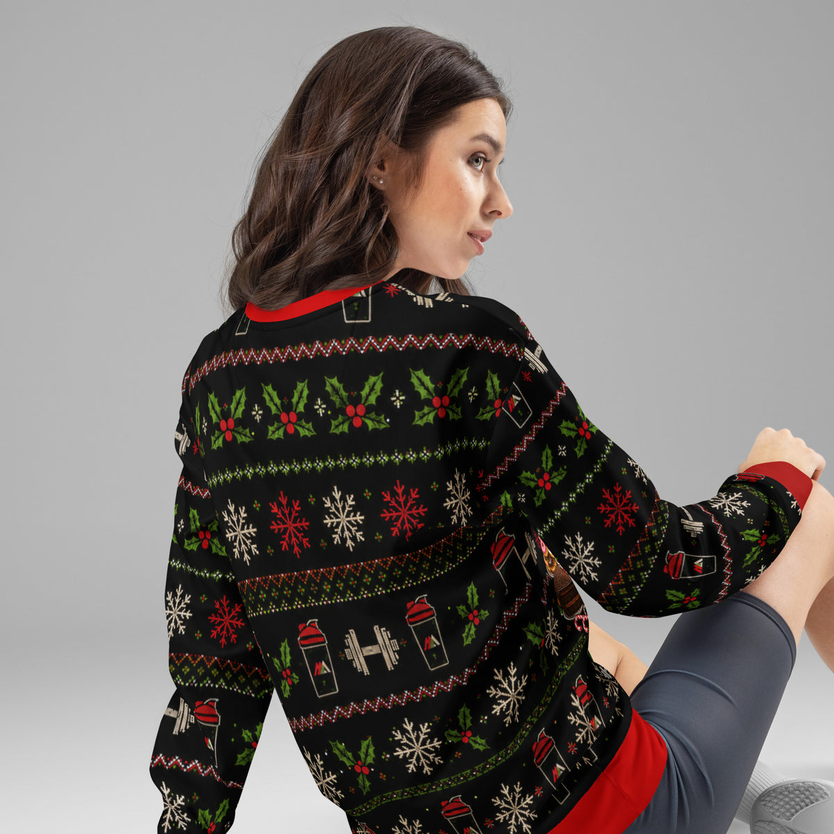 Dirty Bulk Santa gym Christmas sweatshirt – back view