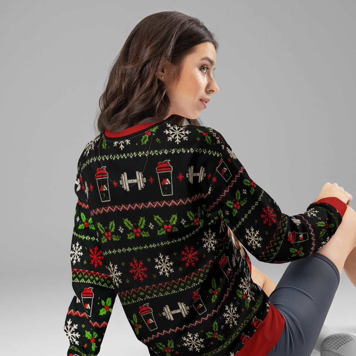 Mass Moves Mass Santa gym Christmas sweatshirt – back view