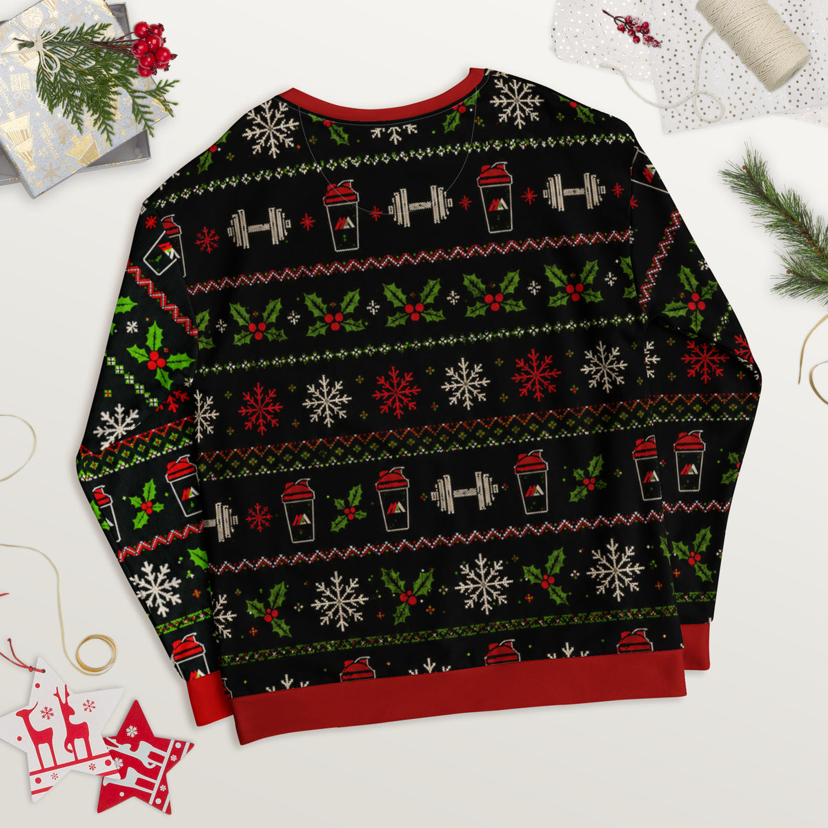 Mass Moves Mass Santa gym Christmas sweatshirt – back view