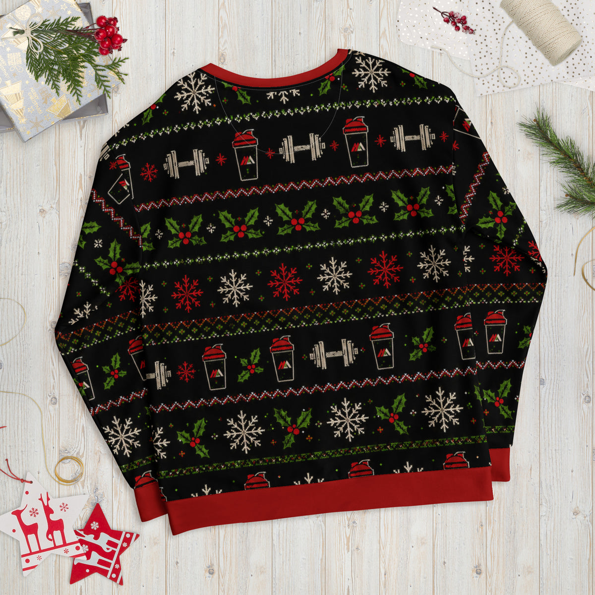 All Aboard the Gain Train gym Christmas sweatshirt – alternate back view