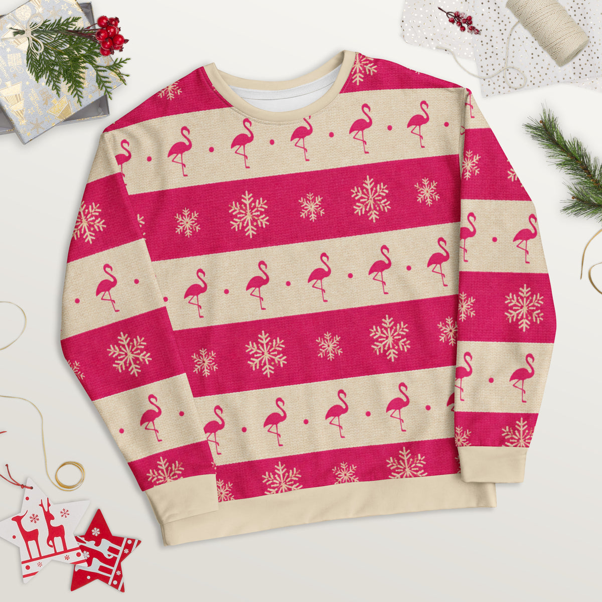 Flamingo lovers Christmas sweatshirt – alternate front view