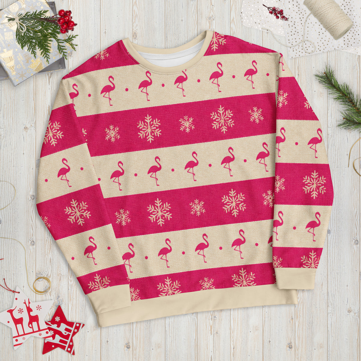 Flamingo lovers Christmas sweatshirt – front view