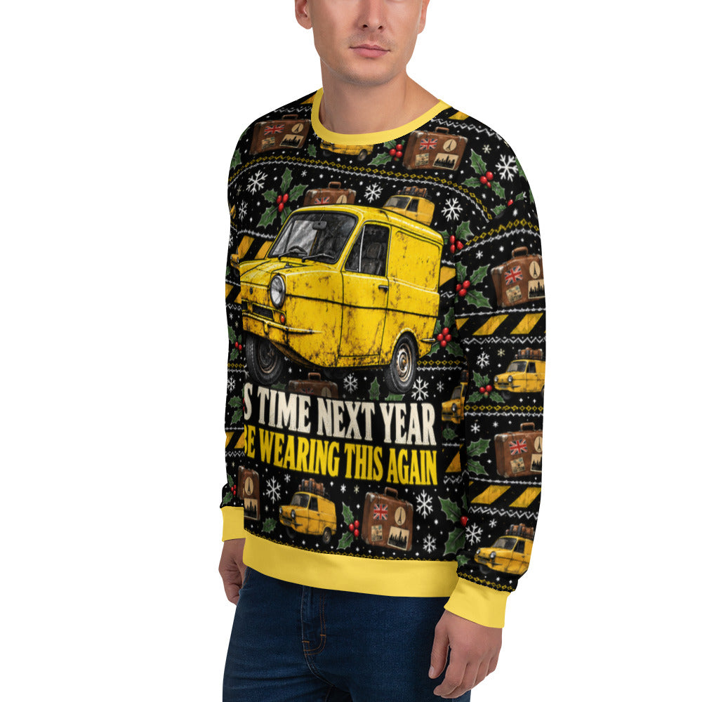 This Time Next Year British comedy Christmas sweatshirt – left front view