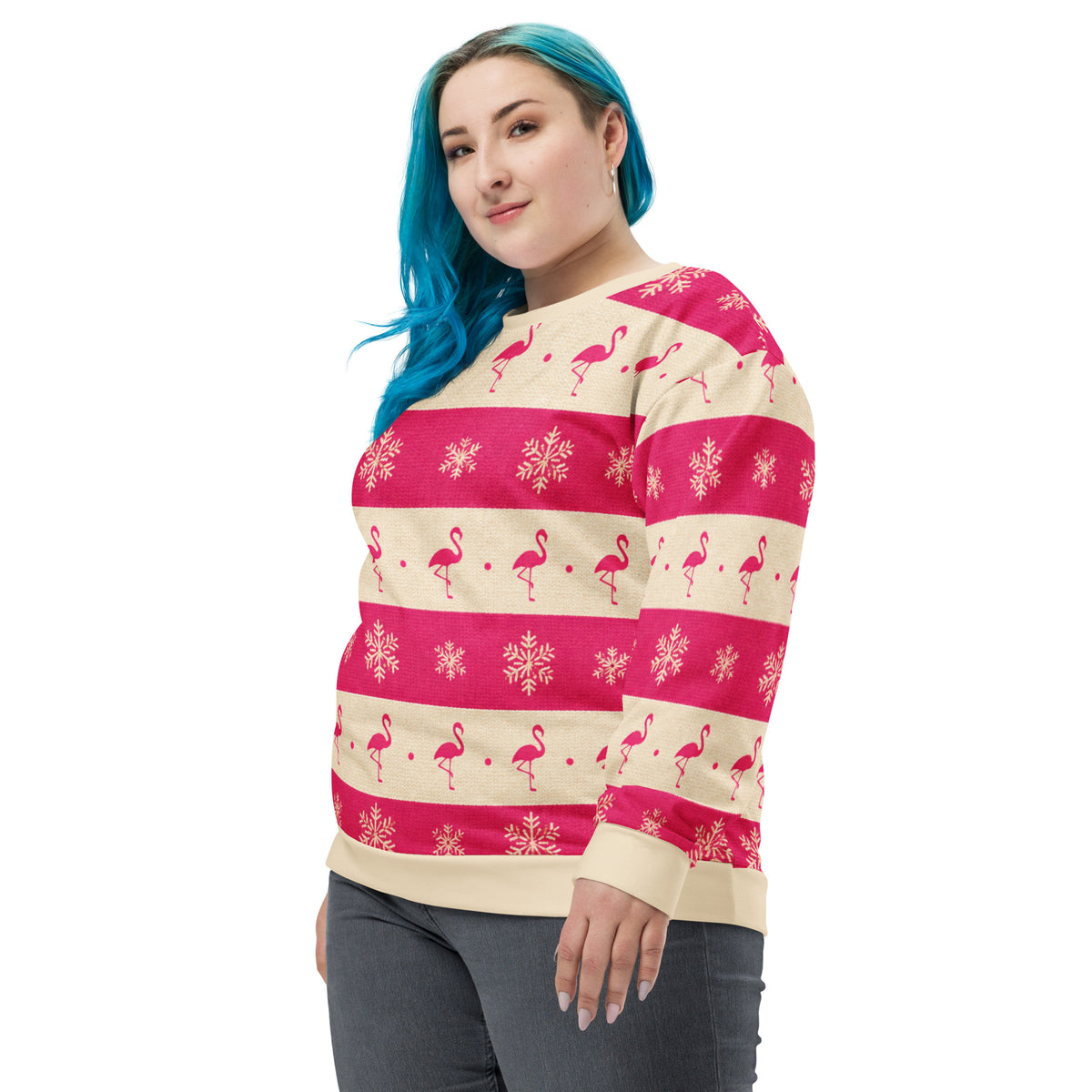 Flamingo lovers Christmas sweatshirt – alternate left front view