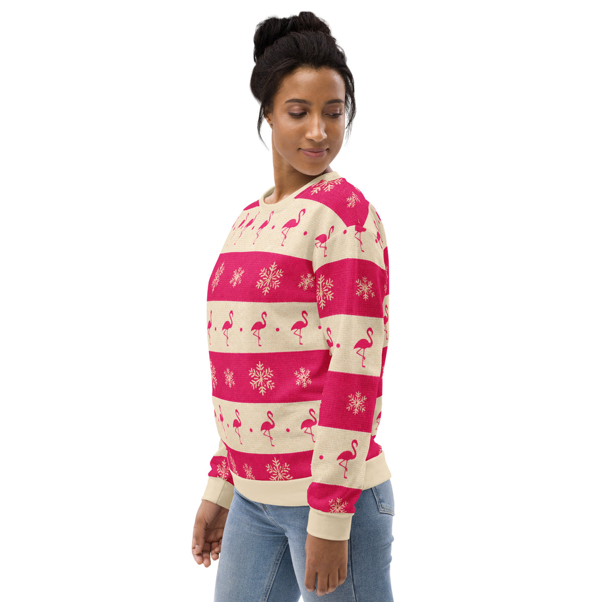 Flamingo lovers Christmas sweatshirt – left front view