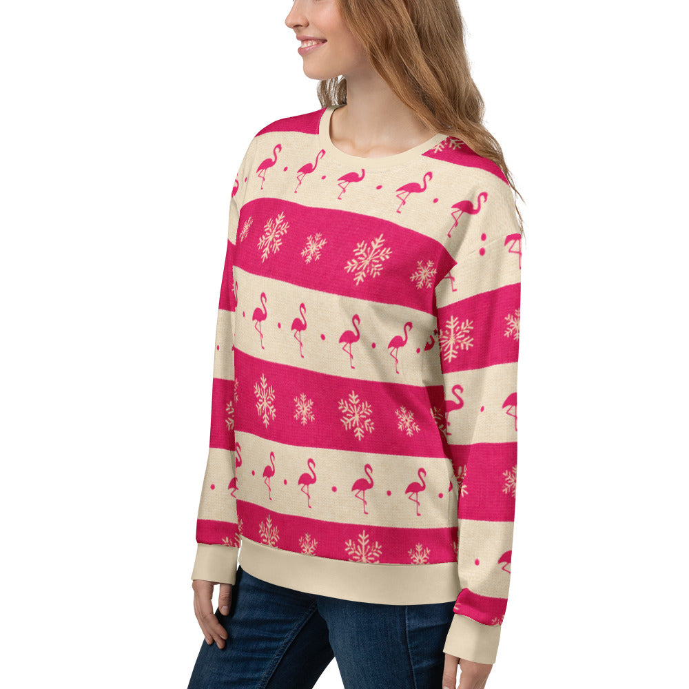 Flamingo lovers Christmas sweatshirt – left front view