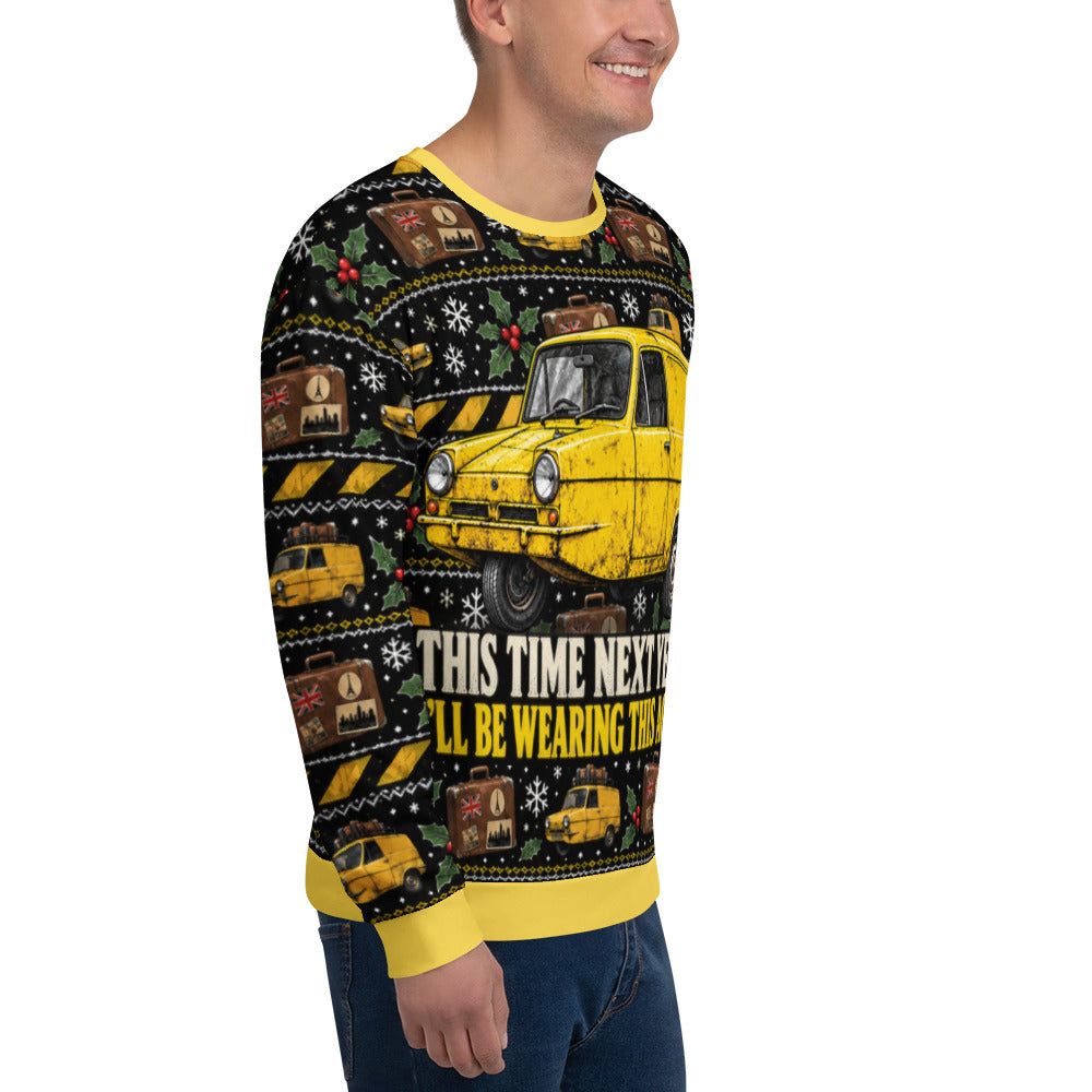 This Time Next Year British comedy Christmas sweatshirt – right front view