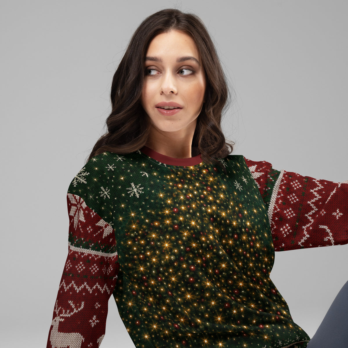 Christmas Tree festive sweatshirt – right front view