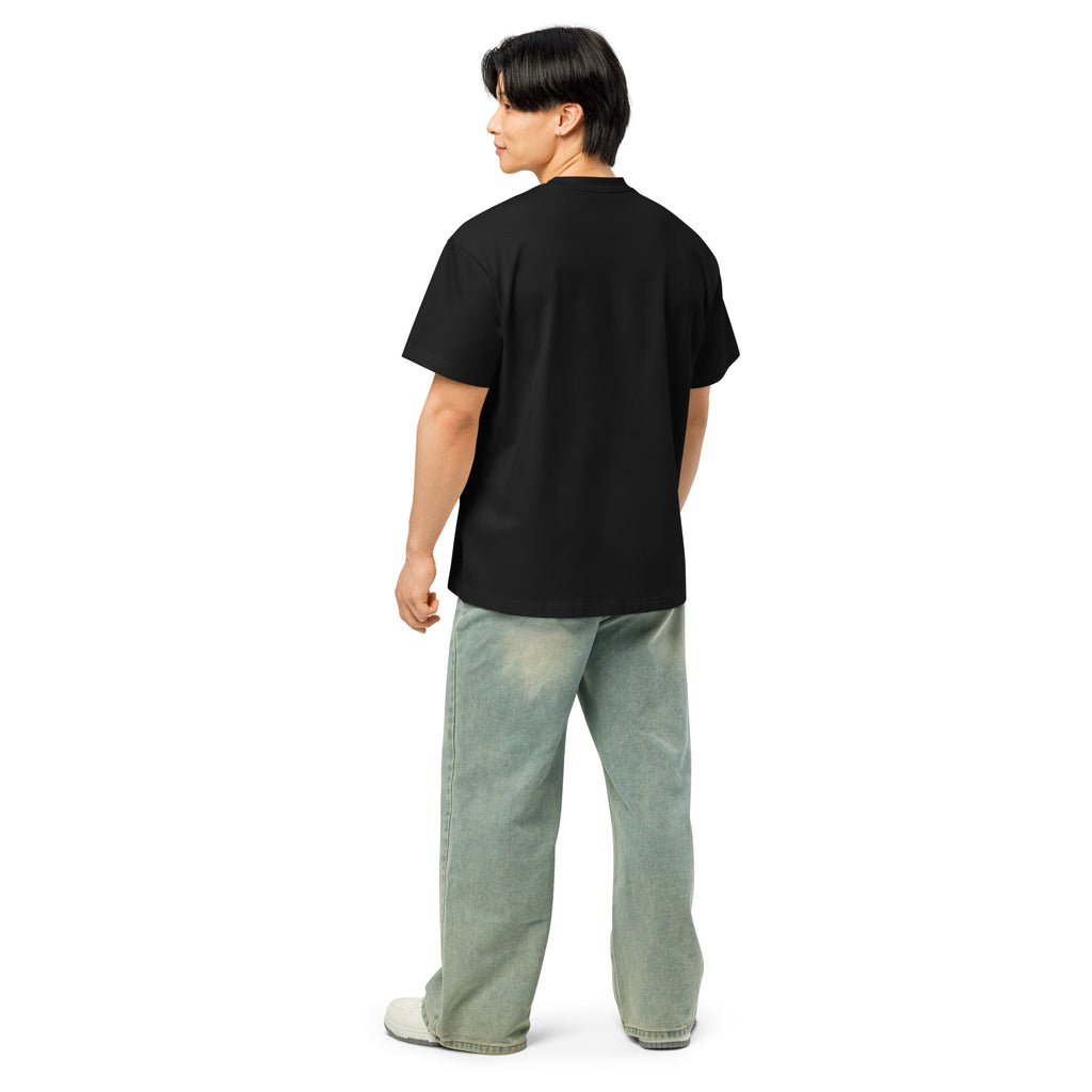 Pigeon Mafia men's box tee in black, back view