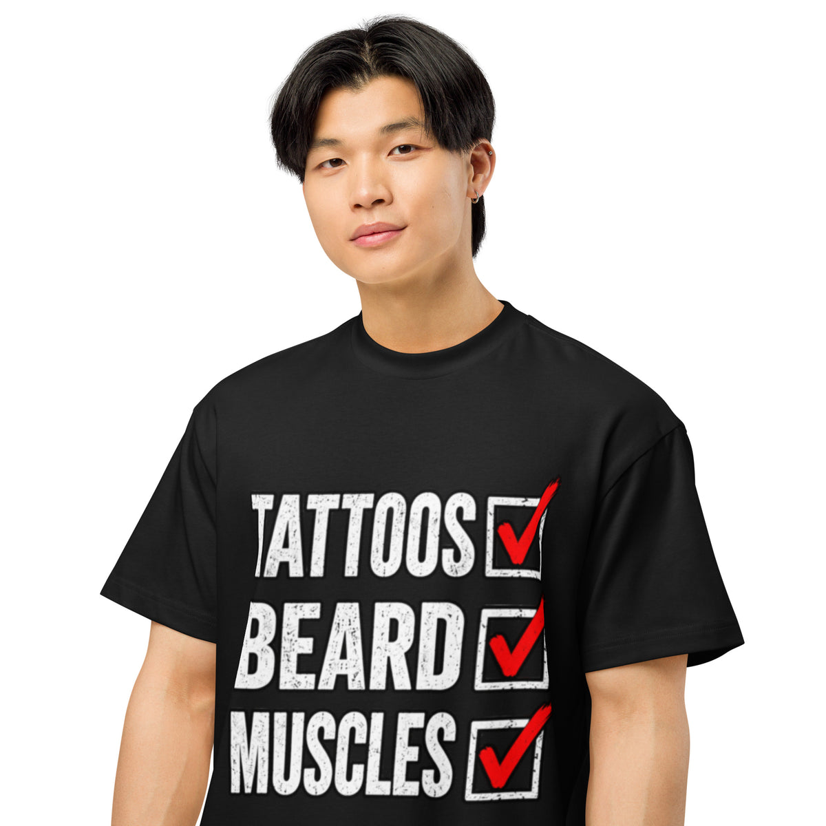 Tattoos - Beard - Muscles – Gym – Men's Box Tee in black – front view