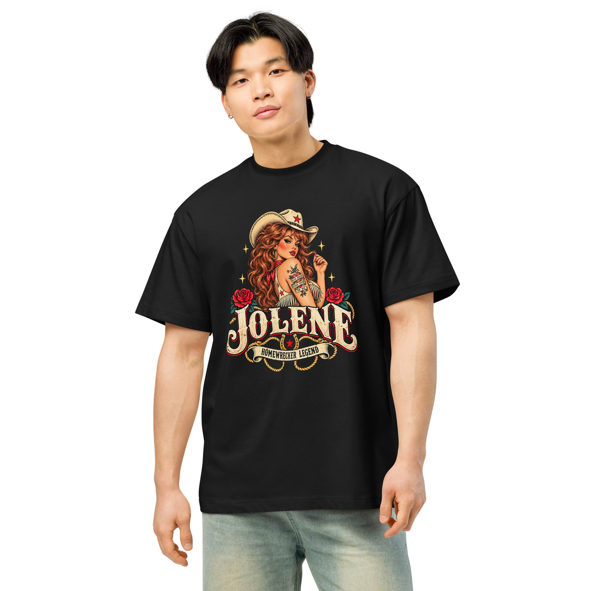 Jolene Homewrecker Legend black men's box tee alternate front view
