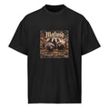 Pigeon Mafia men's box tee in black, front view