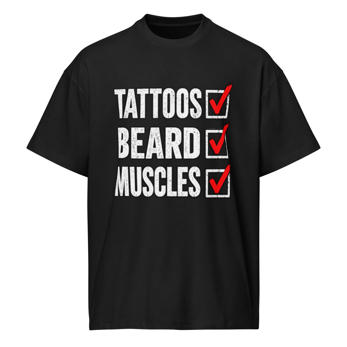 Tattoos - Beard - Muscles – Gym – Men's Box Tee in black – front view