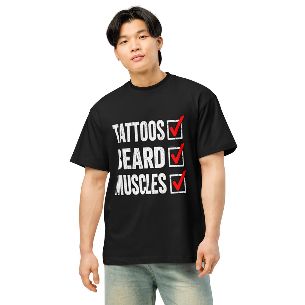 Tattoos - Beard - Muscles – Gym – Men's Box Tee in black – front view