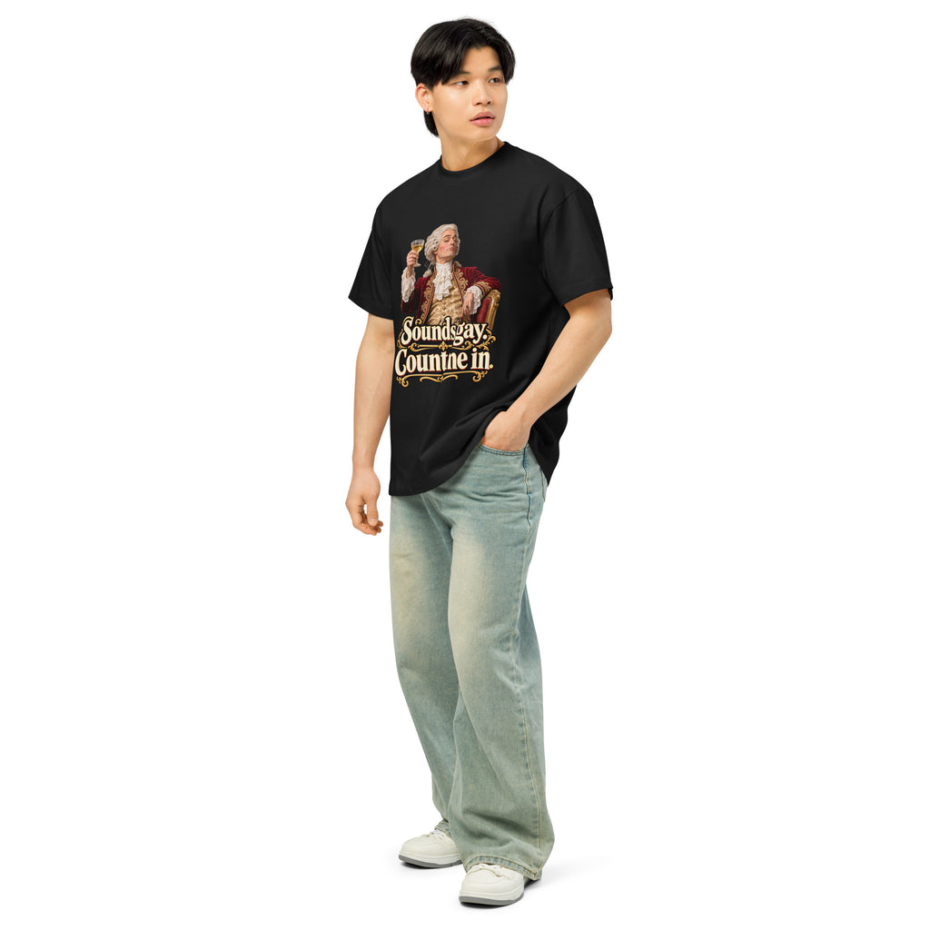 Sounds Gay. Count Me In. – Pride – Men's Box Tee in black – left-front view