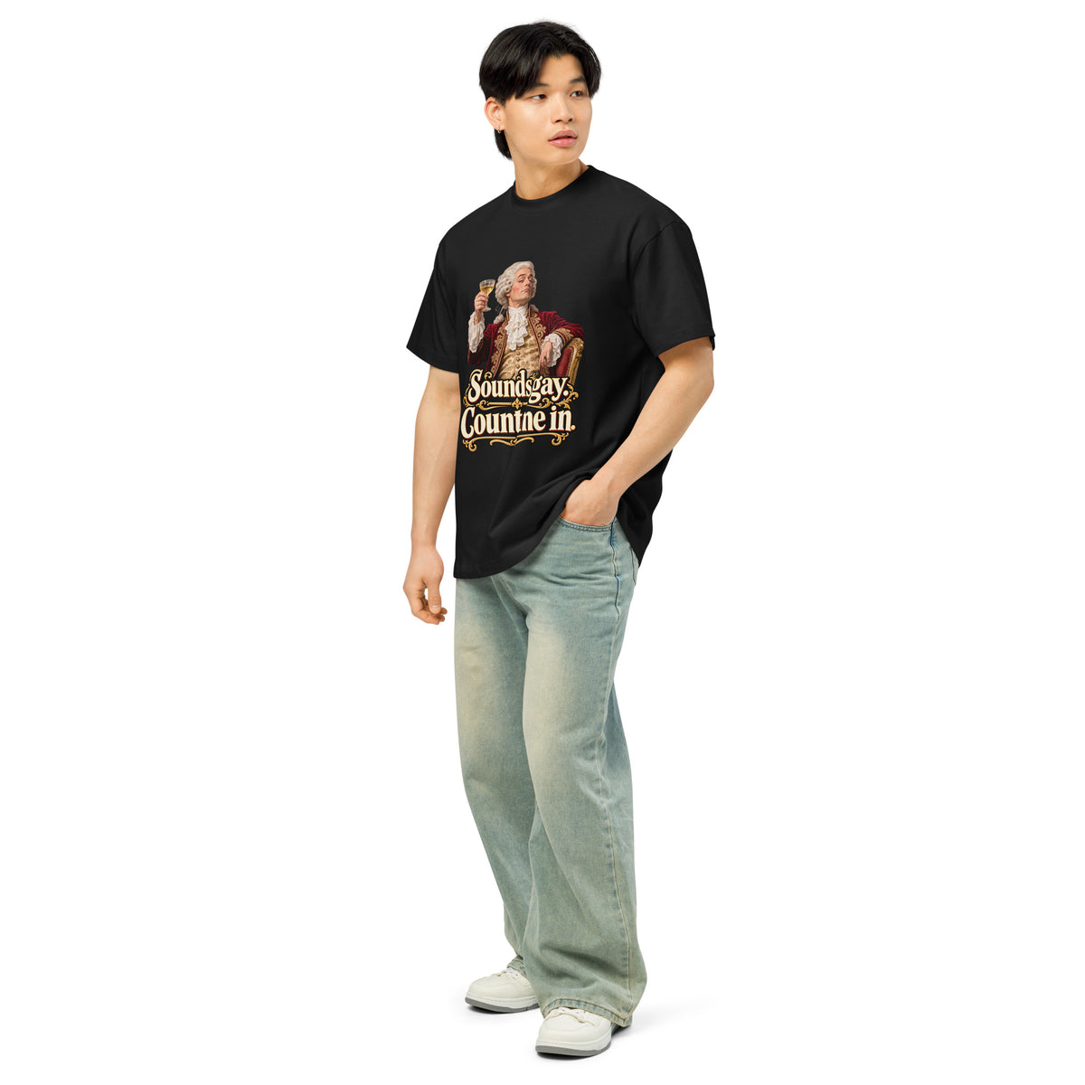 Sounds Gay. Count Me In. – Pride – Men's Box Tee in black – left-front view