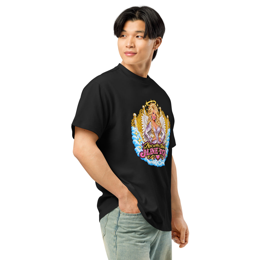Oh Jolene Dolly men’s box tee in black right front angle