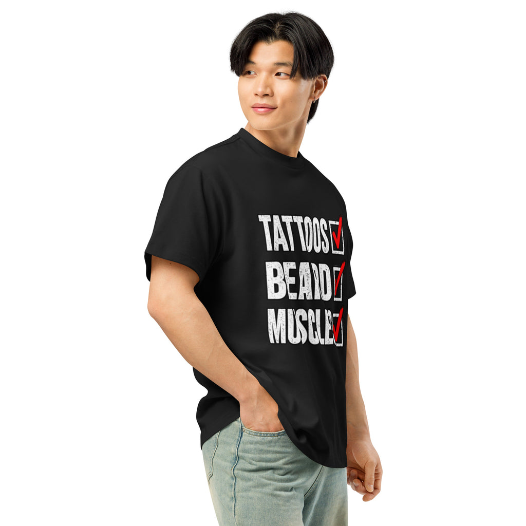 Tattoos - Beard - Muscles – Gym – Men's Box Tee in black – right-front view