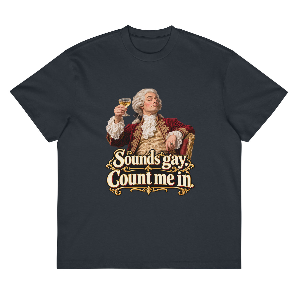 Sounds Gay. Count Me In. – Pride – Men's Box Tee in navy – front view
