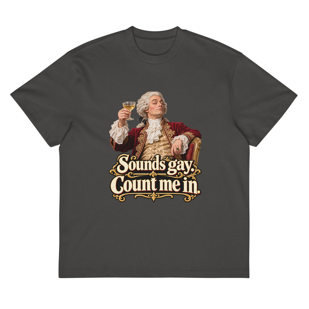 Sounds Gay. Count Me In. – Pride – Men's Box Tee in black – front view