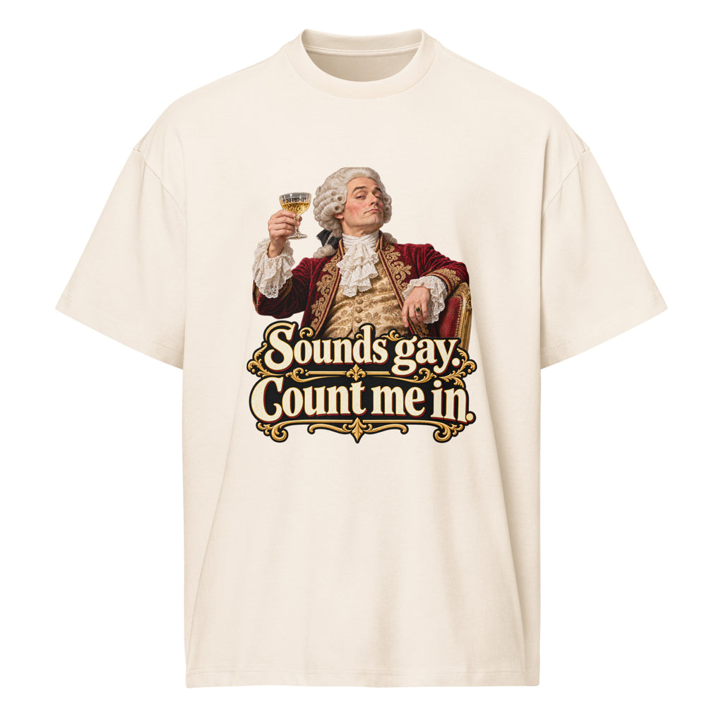 Sounds Gay. Count Me In. – Pride – Men's Box Tee in white – front view