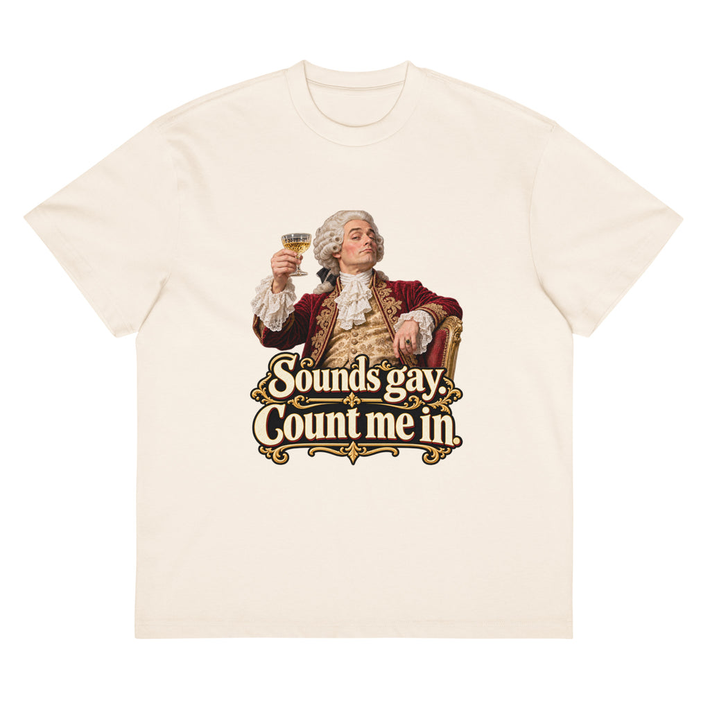 Sounds Gay. Count Me In. – Pride – Men's Box Tee in white – front view