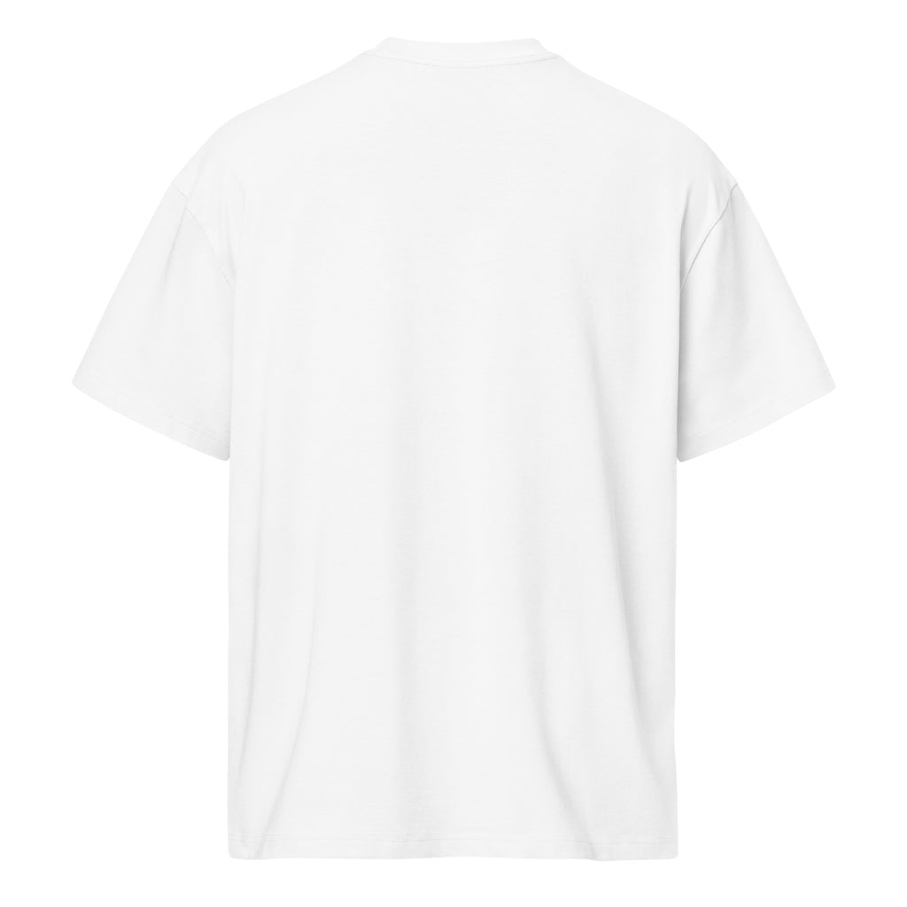 Oh Jolene Dolly men’s box tee in white back view