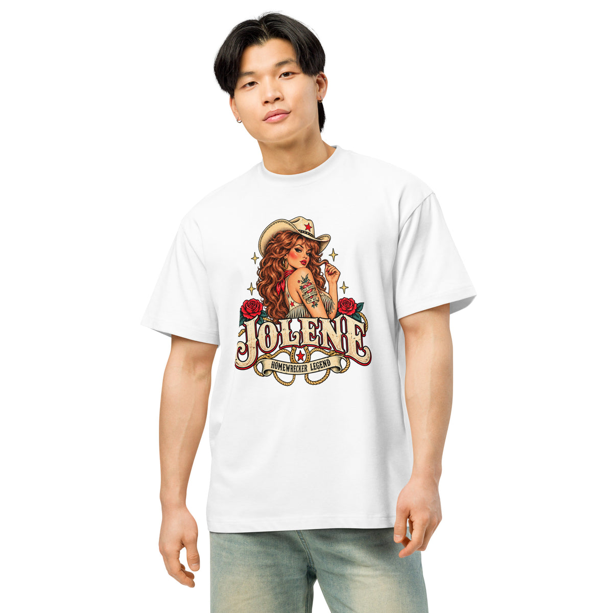 Jolene Homewrecker Legend white men's box tee alternate front view