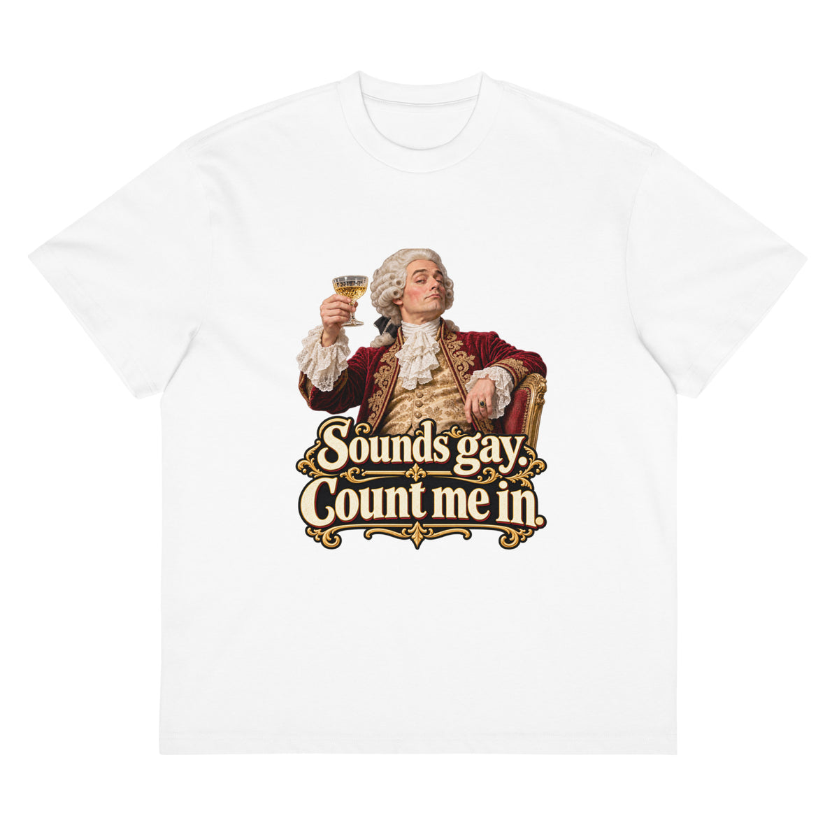 Sounds Gay. Count Me In. – Pride – Men's Box Tee in white – front view