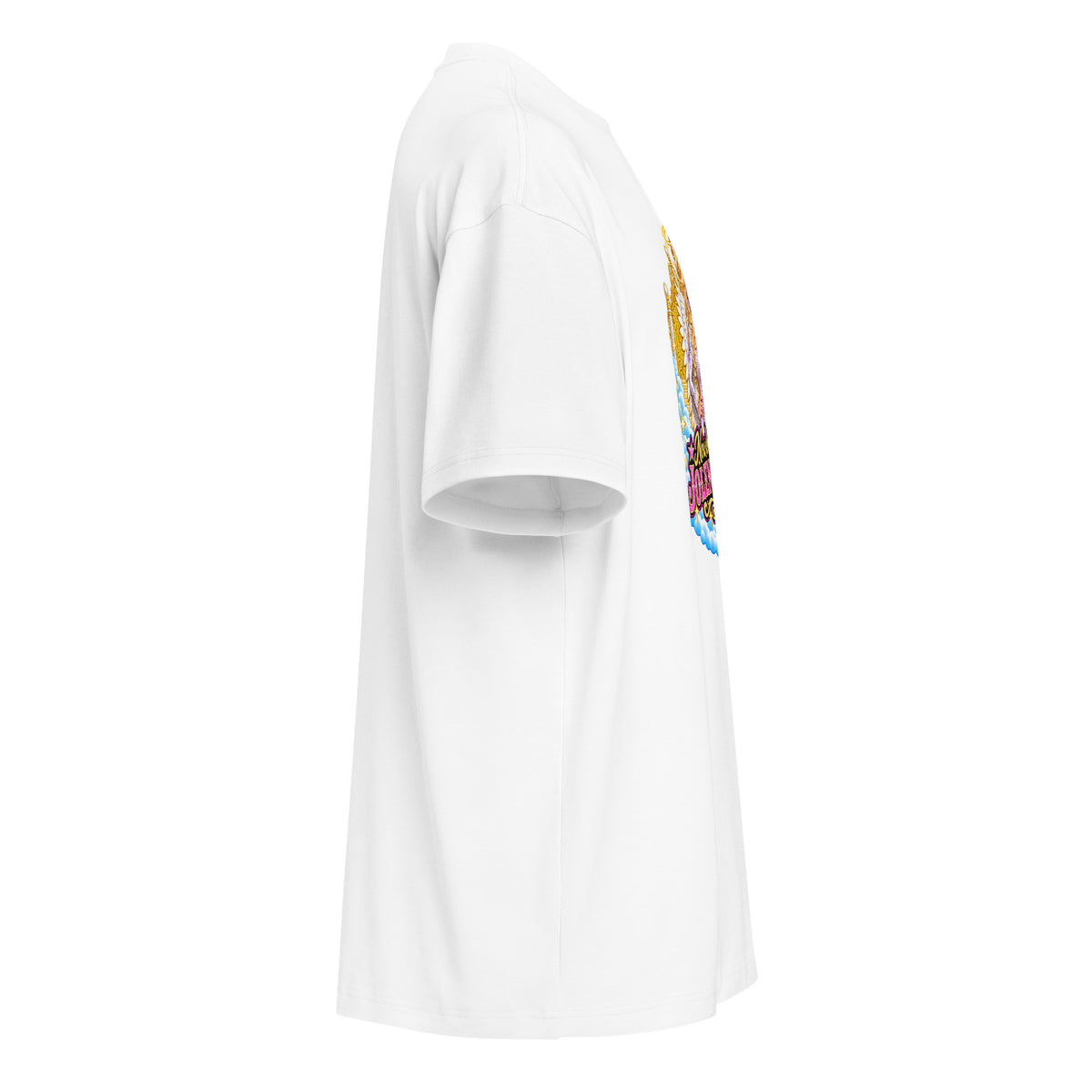 Oh Jolene Dolly men’s box tee in white right side view