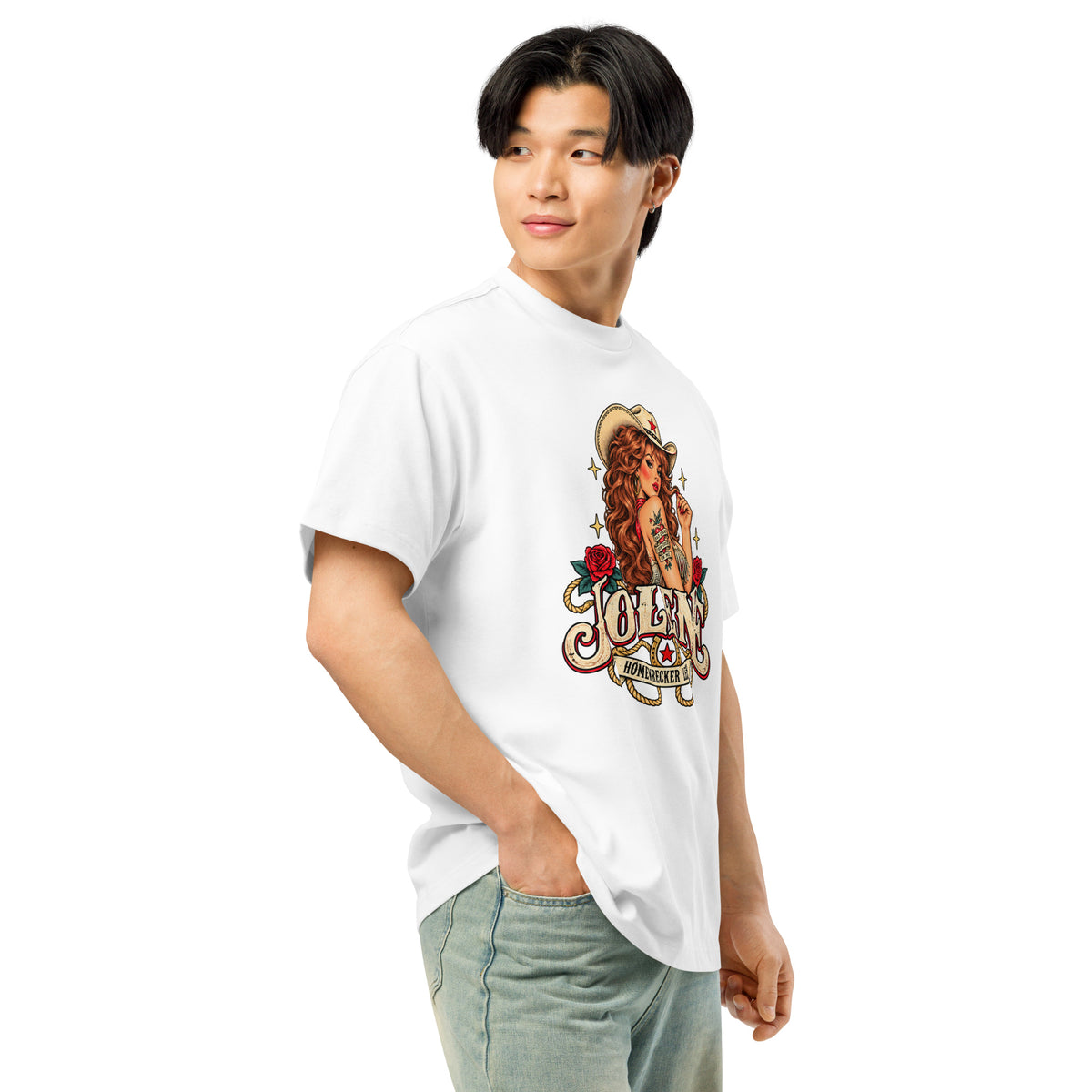 Jolene Homewrecker Legend white men's box tee right angle view