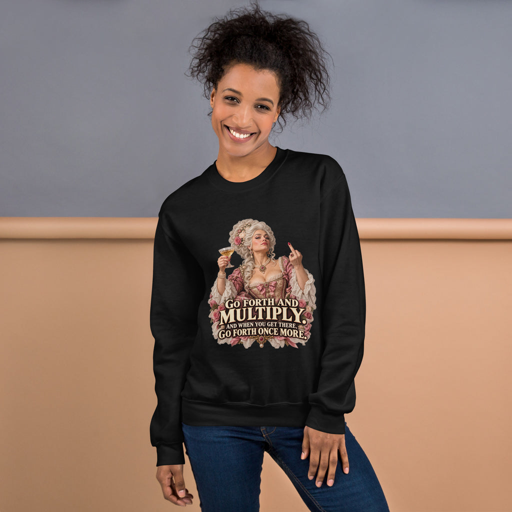 Go Forth And Multiply sweatshirt in Black alternate front view