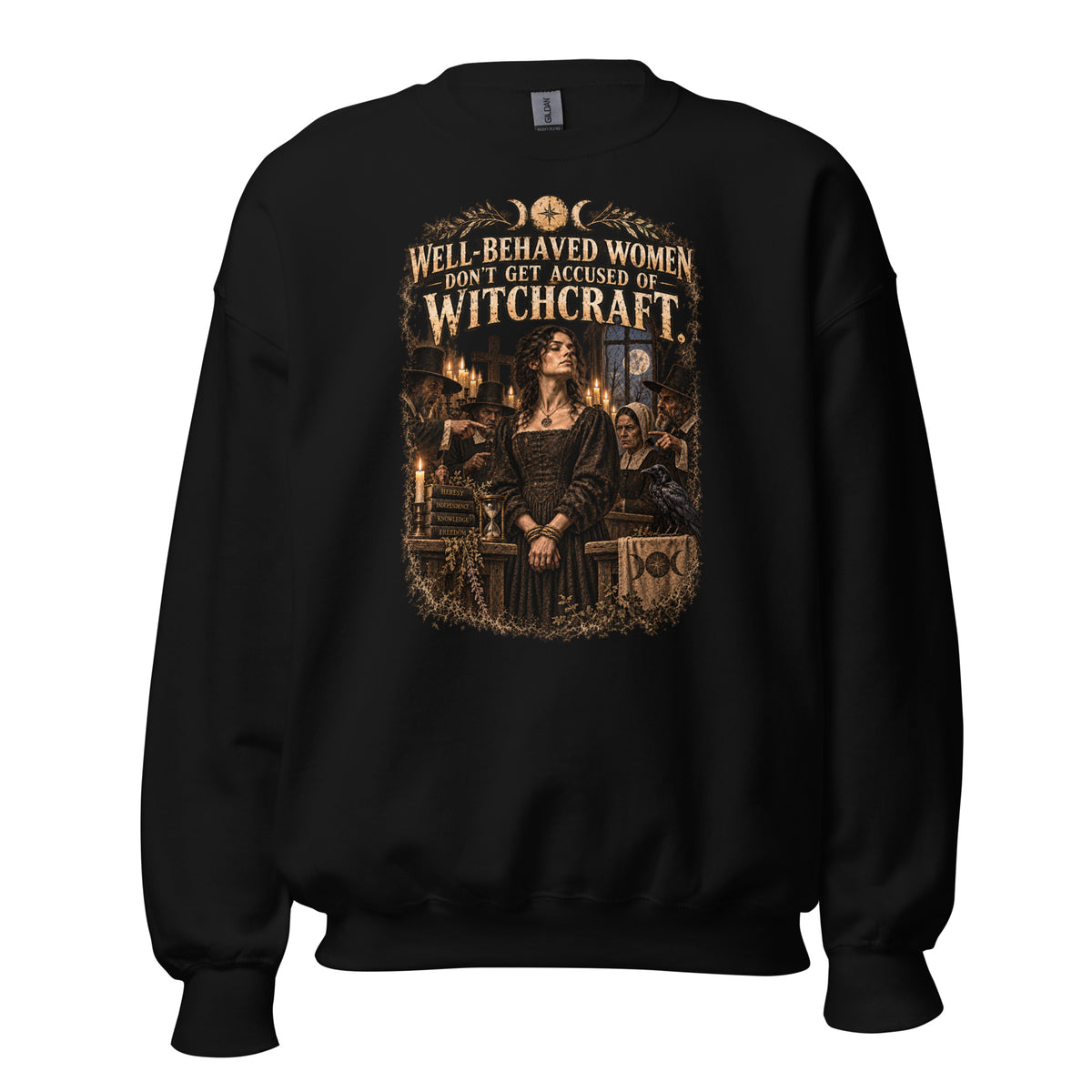 Well Behaved Women witch sweatshirt front view