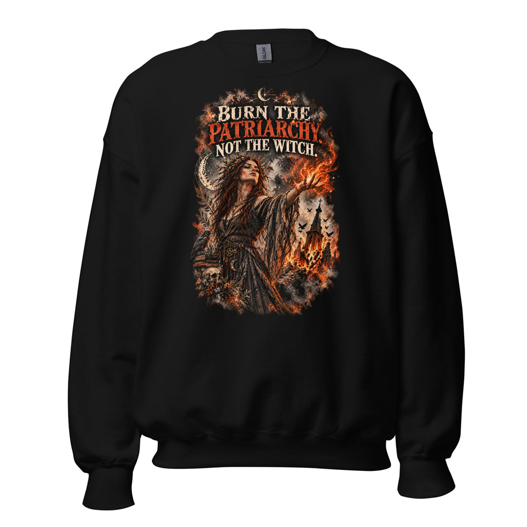Burn The Patriarchy witch sweatshirt front view