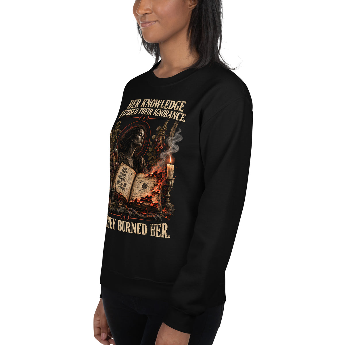 Her Knowledge Exposed Their Ignorance witch sweatshirt left angle