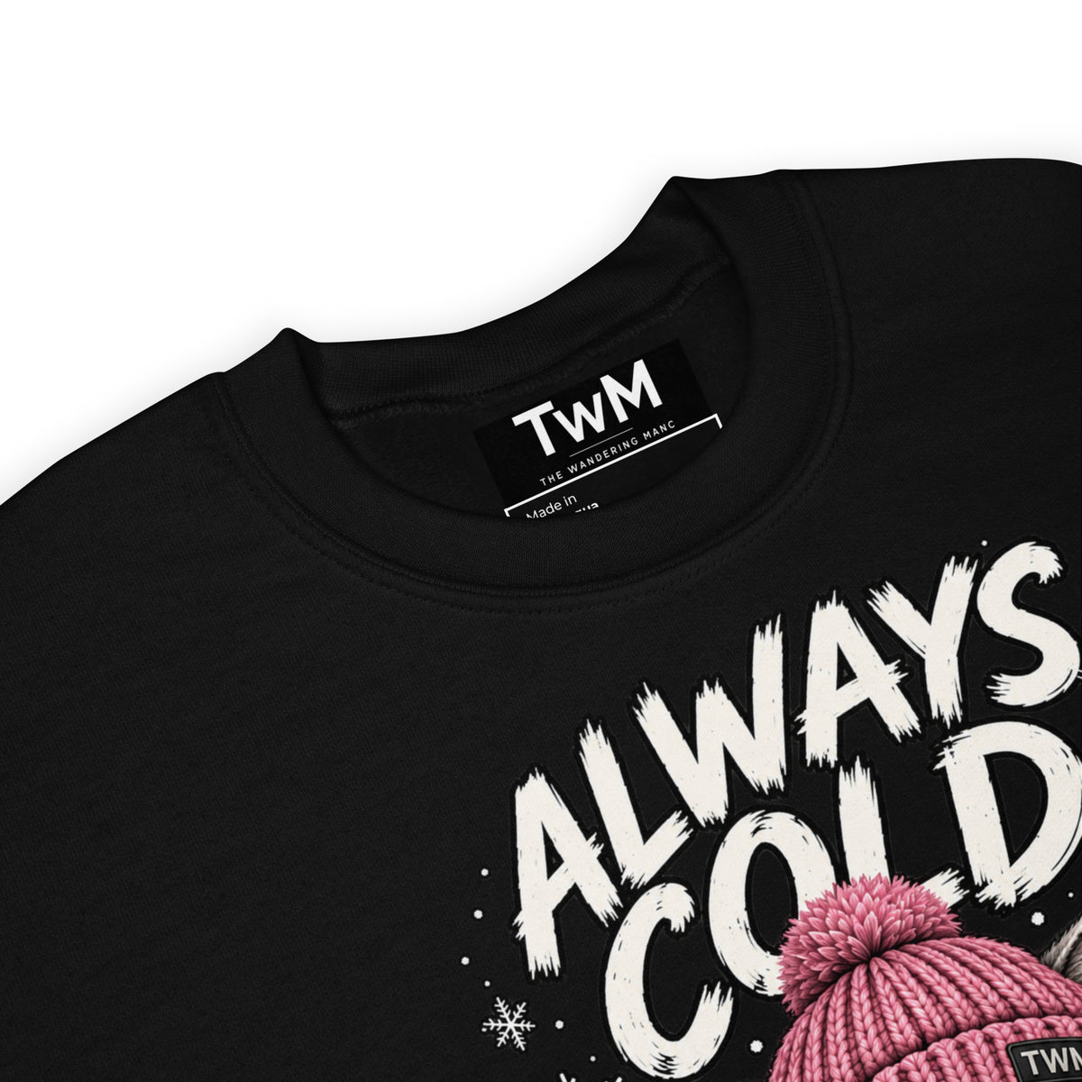 Always Cold cat sweatshirt in Black product detail view