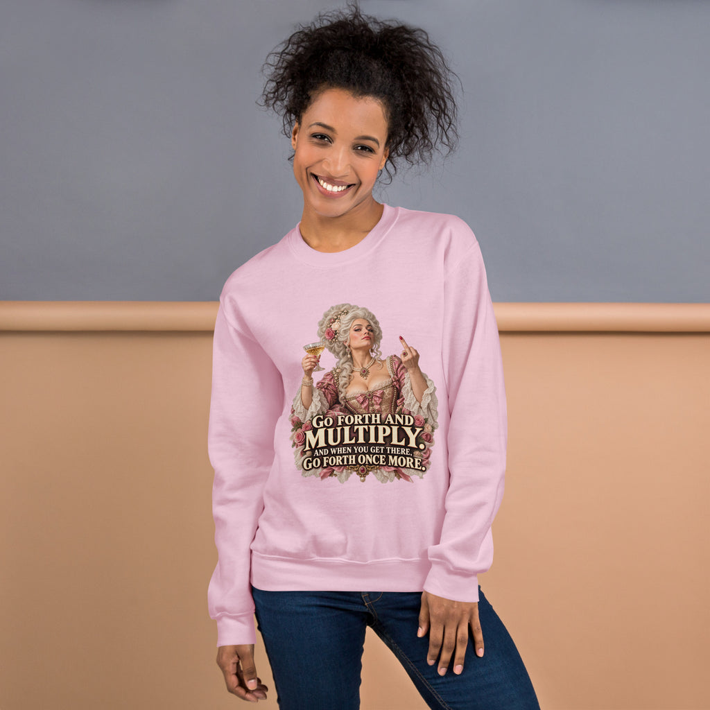 Go Forth And Multiply sweatshirt in Light Pink alternate front view