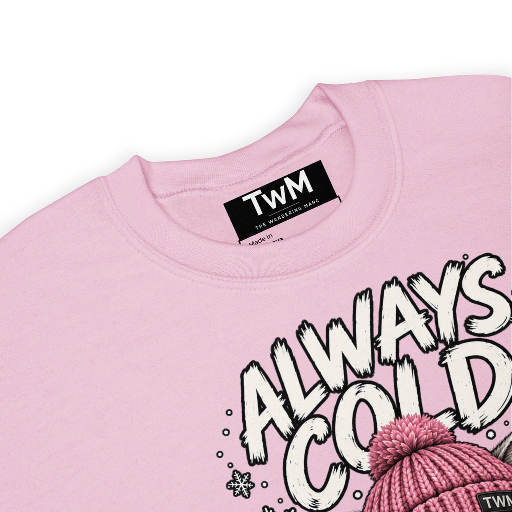 Always Cold cat sweatshirt in Light Pink product detail view