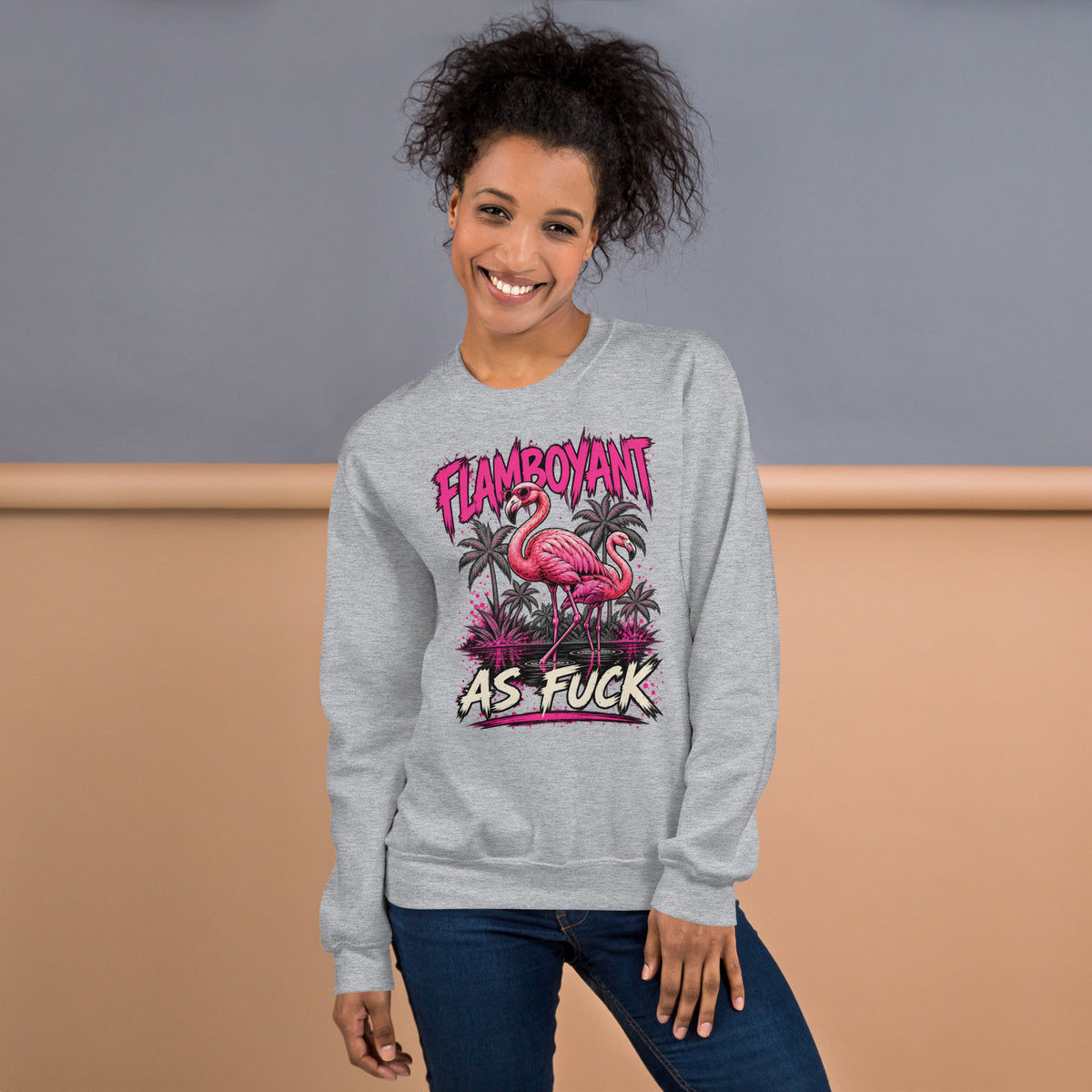 Flamboyant As Fuck sweatshirt in Sport Grey alternate front view