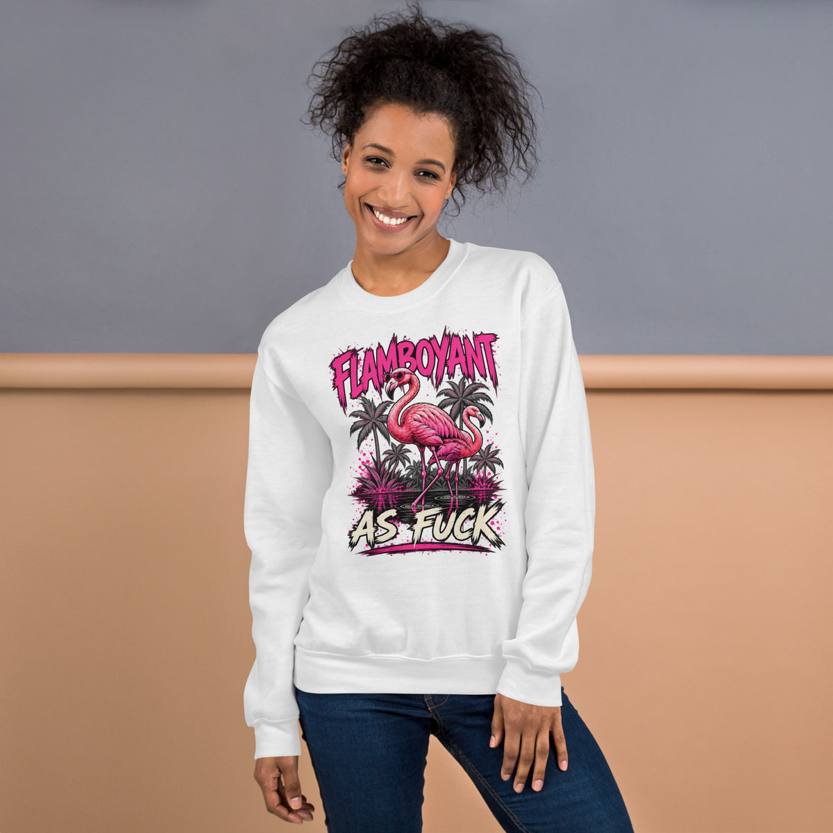 Flamboyant As Fuck sweatshirt in White alternate front view